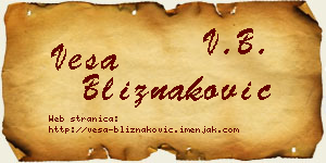Vesa Bliznaković vizit kartica
